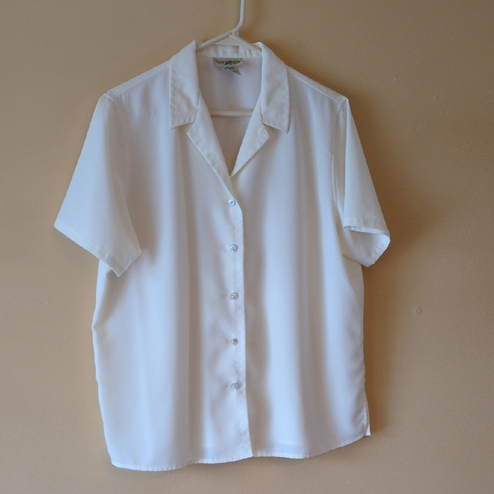 TravelSmith Cream Women's Short Sleeve Shirt, Sz L